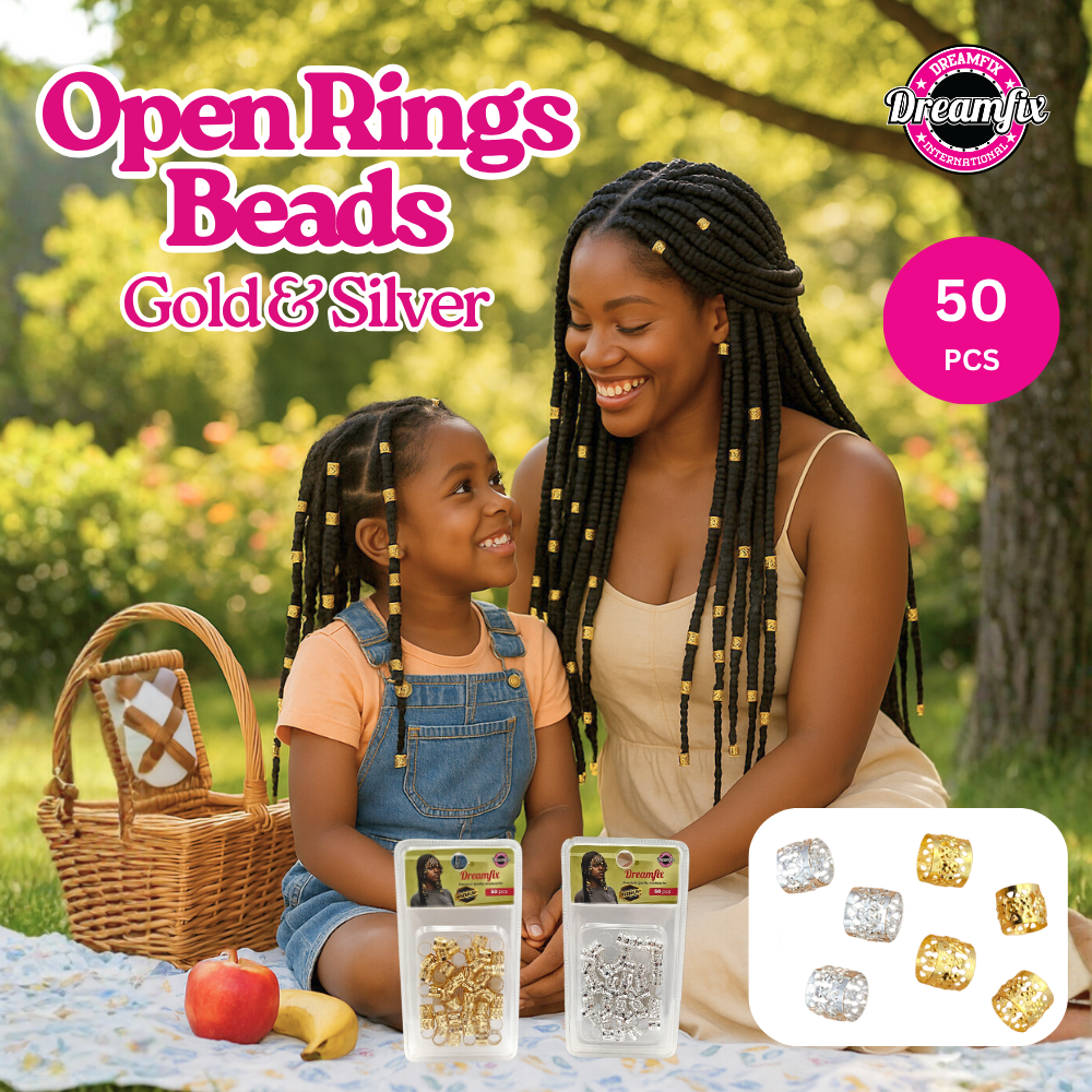 Dreamfix Health & Beauty Dreamfix Open Rings Hair Beads Gold &Silver 50Pcs