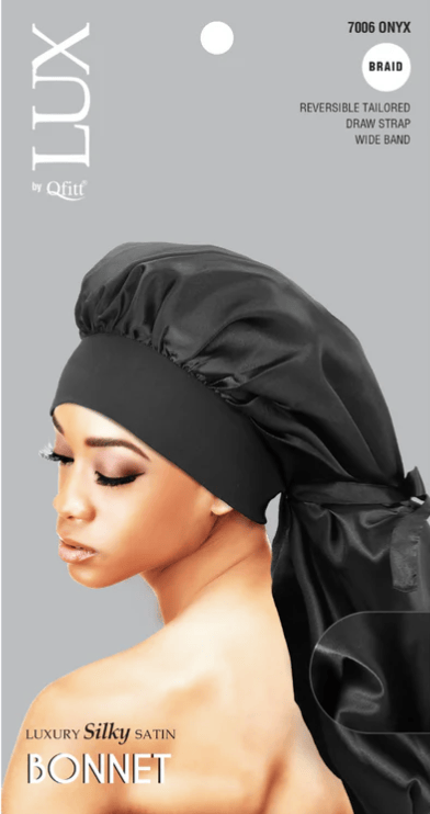 Qfitt Health & Beauty Qfitt - Bonnet long en satin soyeux - Onyx (7006)