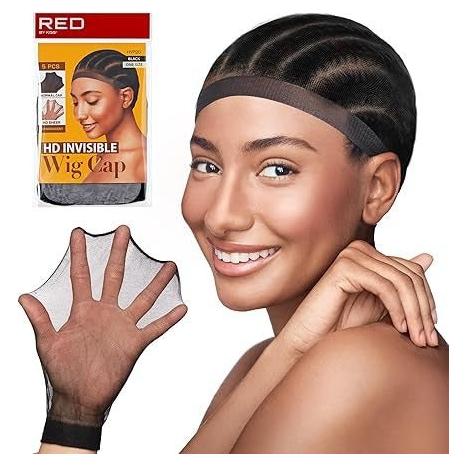 Red by Kiss Health & Beauty Black Red By Kiss HD Invisible Stocking Wig Cap 2pcs