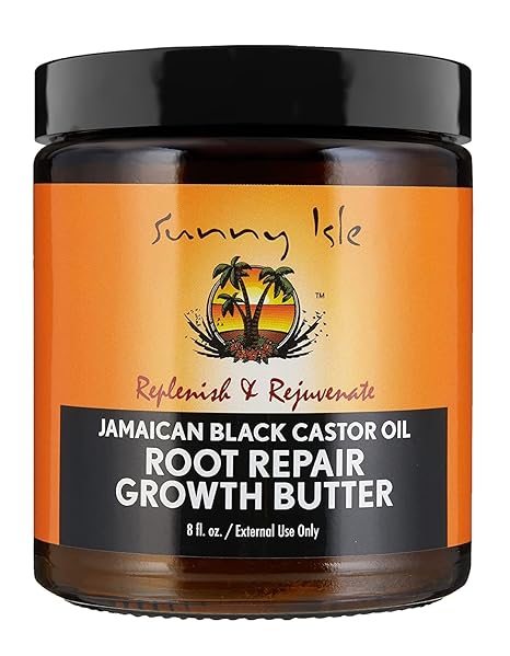 Sunny Isle Health & Beauty 8oz Sunny Isle -Beurre réparateur de croissance à l'huile de ricin noire jamaïcaine 4oz/8oz