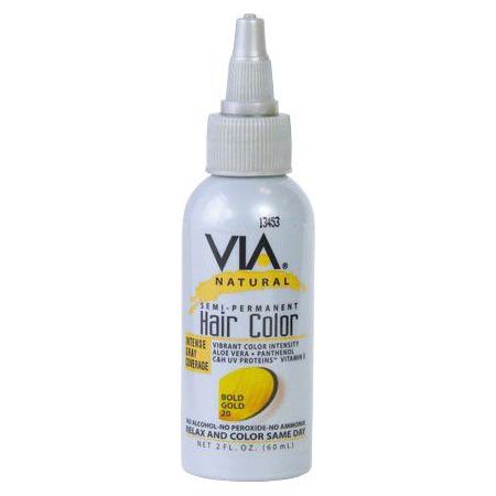 Via Natural Health & Beauty Via Hair Color Bold Gold 20 60ml/2oz Via Natural Semi-Permanent Hair Color 60ml