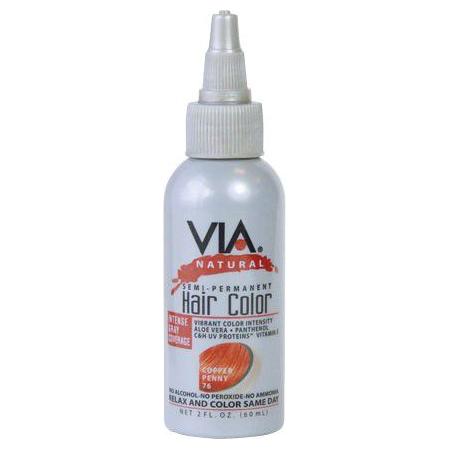 Via Natural Health & Beauty Via Hair Color Copper Penny 76 60ml/2oz Via Natural Semi-Permanent Hair Color 60ml