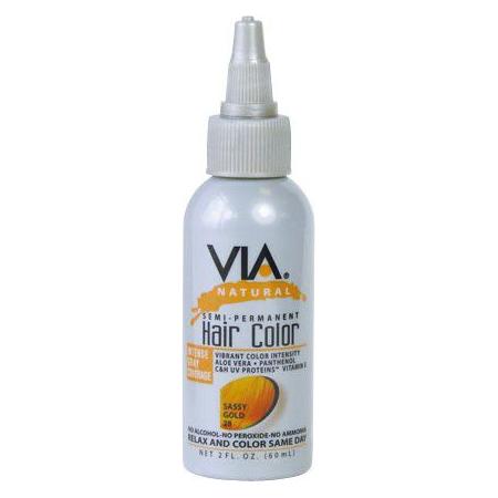 Via Natural Health & Beauty Via Hair Color Sassy Gold 28 60ml/2oz Via Natural Semi-Permanent Hair Color 60ml