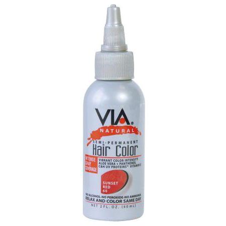 Via Natural Health & Beauty Via Hair Color Sunset Red 60 60ml/2oz Via Natural Semi-Permanent Hair Color 60ml
