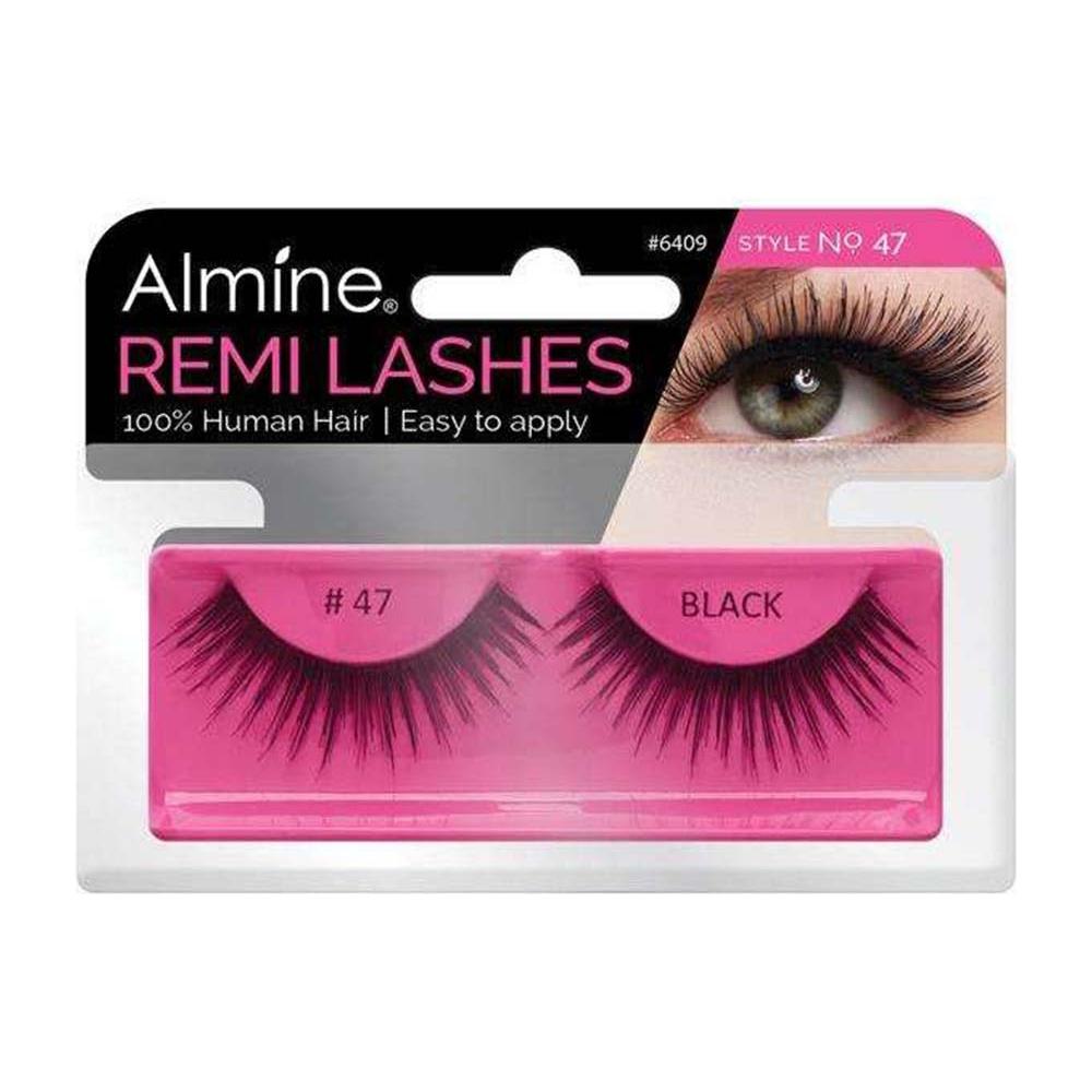 Almine Eyelashes (Style No.47) Black 100% Remi Human Hair