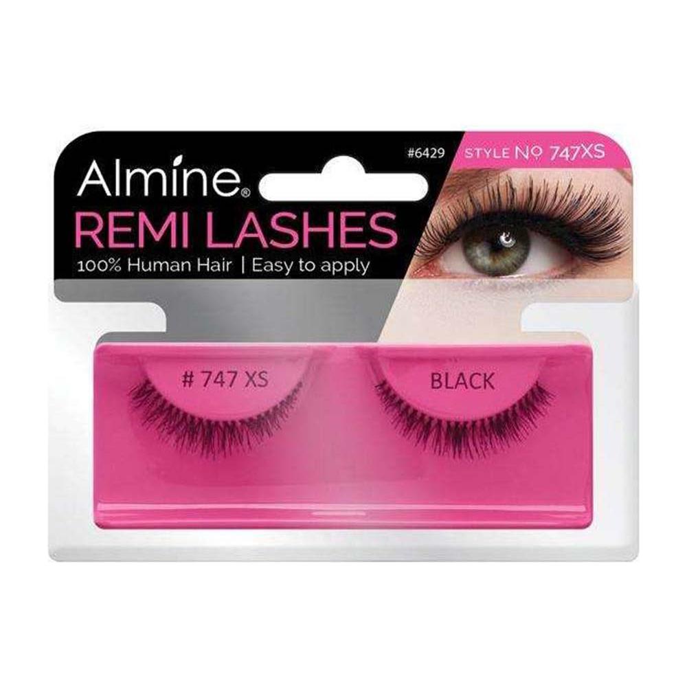 Almine Eyelashes (Style No.747Xs) Black 100% Remi Human Hair