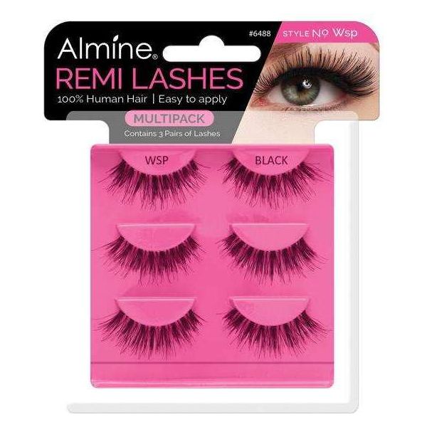 Almine Eyelashes Multipack (Style No. Wsp) Black 3ct 100% Rect 100% Remi Human Hair