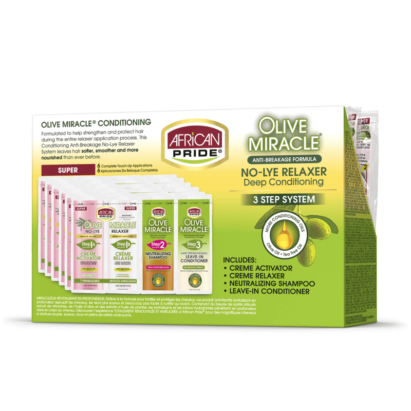 African Pride 3-Step Olive No-Lye Relaxer Quad Sachets Super System | gtworld.be 