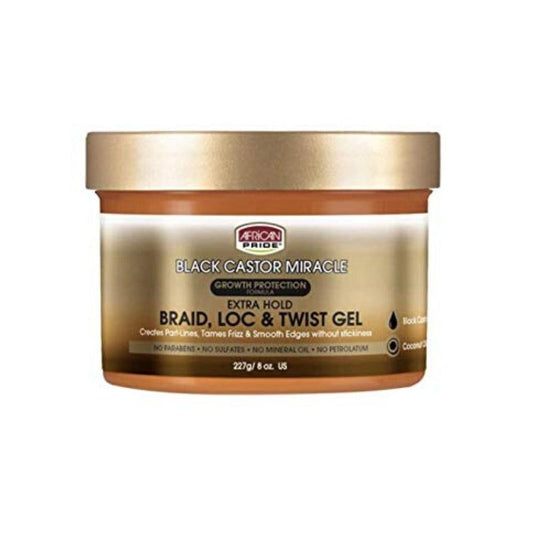 African Pride Black Castor Miracle Braid, Loc & Twist Gel 227g | gtworld.be 