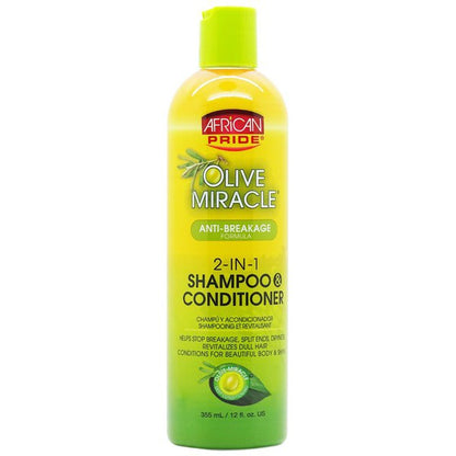 African Pride Olive Miracle Anti Breakage 2in1 Shampoo and Conditioner 355ml | gtworld.be 