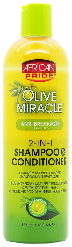 African Pride Olive Miracle Anti Breakage 2in1 Shampoo and Conditioner 355ml | gtworld.be 
