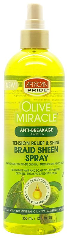 African Pride Olive Miracle Anti-Breakage Braid Sheen Spray 355ml | gtworld.be 