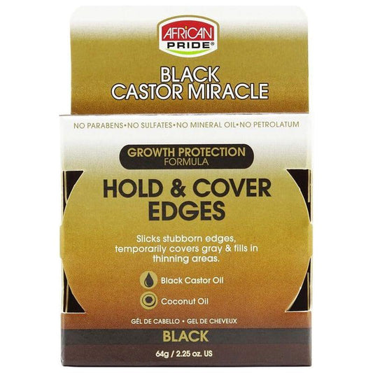 African Pride Black Castor Miracle Hold & Cover Edges Black 64g - Gtworld.de