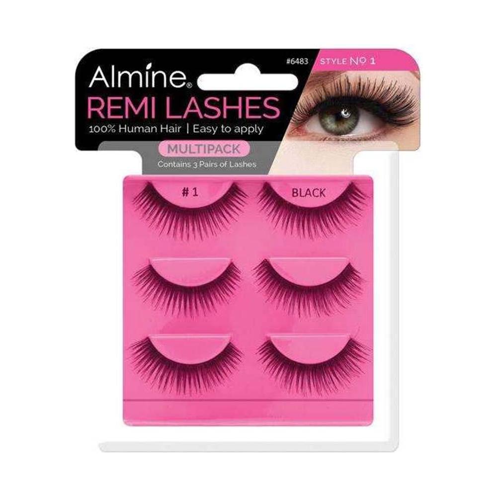 Almine Almine Eyelashes (Style No. 747M) Black 100% Remi Human Hair