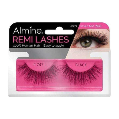 Almine Health & Beauty Style No. 747L Almine Eyelashes Black 100% Remi Human hair
