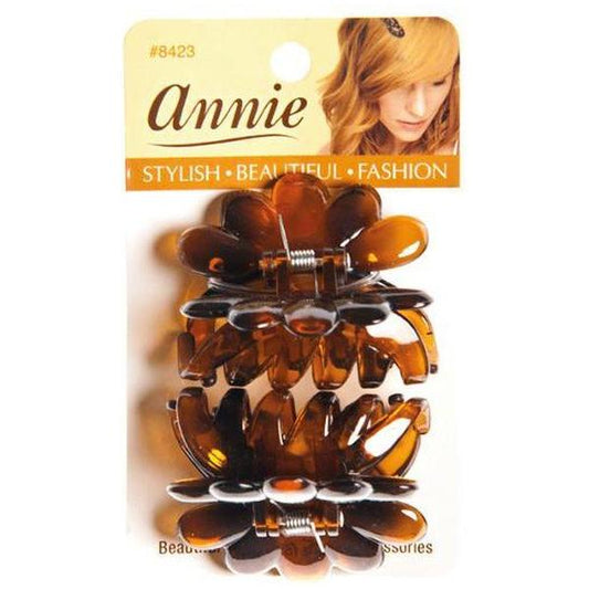 Annie Health & Beauty Annie Short Teeth Flower Clips/Hair Clips, 5.5Cm, Tortoise, pack of 2