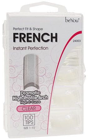BeYou NAILS 24003 Perfect Fit & Shape French Clear 100Tips, Size 1-10 | gtworld.be 
