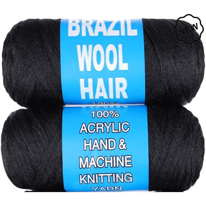 Dream Hair Health & Beauty Brazil Wool Hair 100% Acrylic Hand & Machine Knitting Yarn #1B