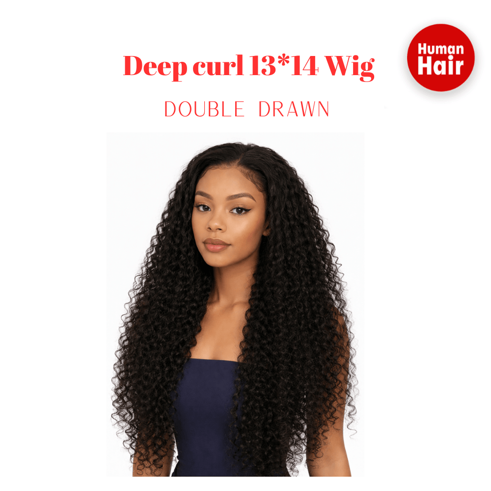 Dream Hair Health & Beauty Dream Hair Deep curl 13*14 Wig Double Drawn 24 Human Hair :Natural Color