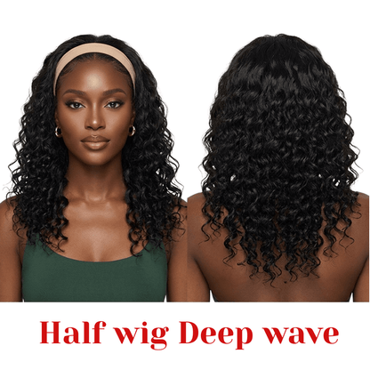 Dream Hair Health & Beauty Dream Hair - Half Wig Deep Wave Natural color 16"/20"