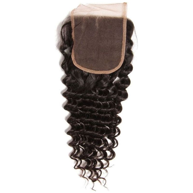 Natural Brazilian Hand Made Closure 4x4 Deep Wave 20" 100g Color: Natural