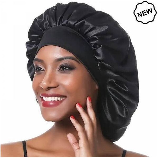 Dreamfix Black Satin Bonnet For Sleeping & Showering - Gtworld.de