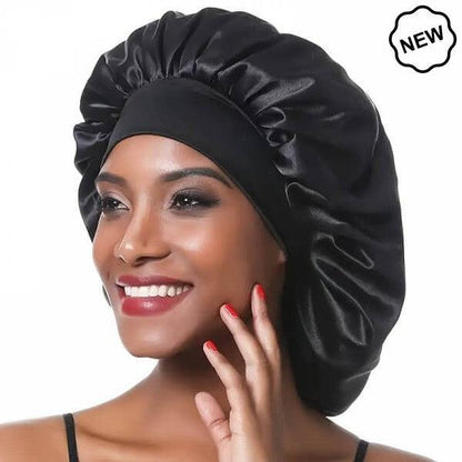 Dreamfix Black Satin Bonnet For Sleeping & Showering | gtworld.be 