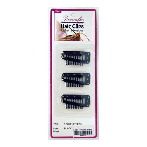 Dreamfix Hair Clips for Extensions/Extensions de cheveuxClips, Black, 38mm, 10Teeth | gtworld.be 