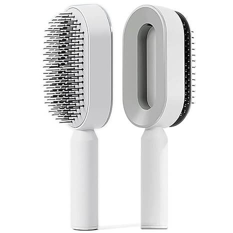 Dreamfix Self Cleaning Hair Detangling and Scalp Massager Brushes White/Purple | gtworld.be | white