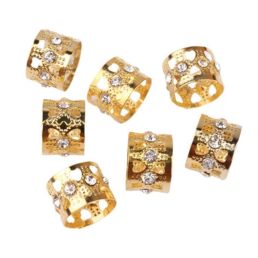 Dreamfix Gold Rhinestone Metal Hair Cuff Clip Beads 24pcs - Gtworld.de