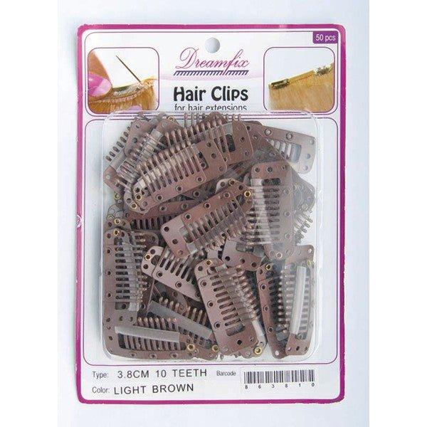 Dreamfix Hair Clips/Haarverlängerung Clips, Light Brown, 38mm, 10 Teeth, 50 Piec - Gtworld.de