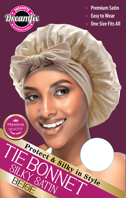 Dreamfix Health & Beauty Beige Dreamfix Tie Bonnet Satin