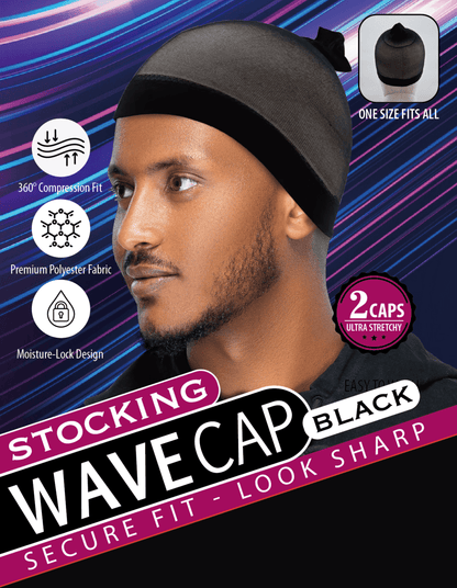 Dreamfix Health & Beauty Black Dreamfix Stocking Wave Cap 2pcs
