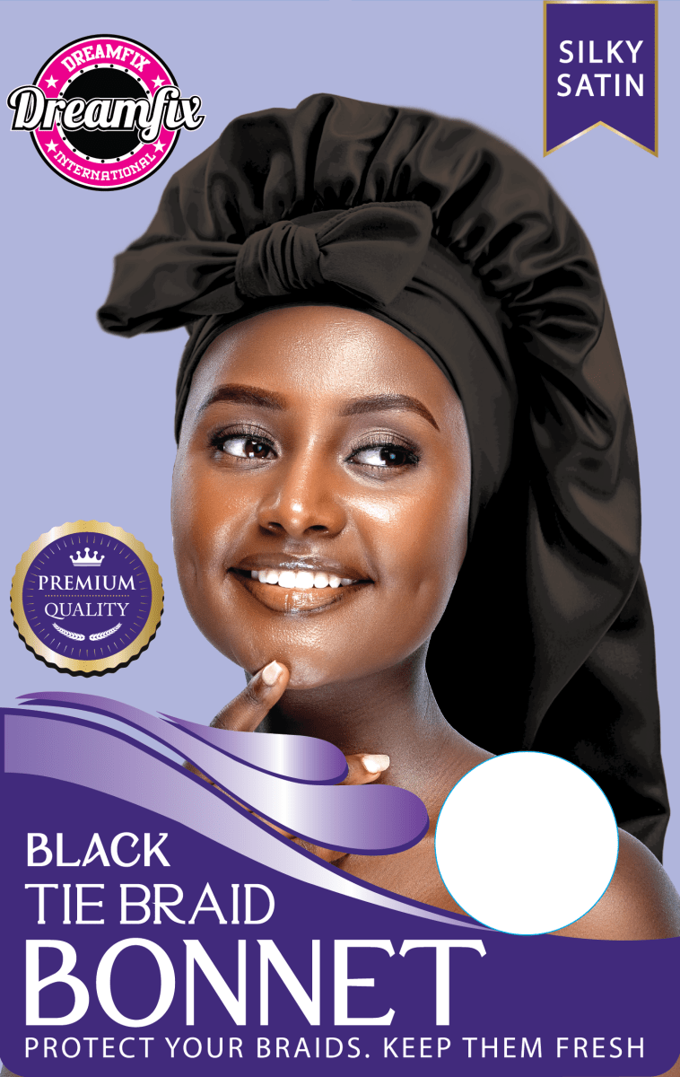 Dreamfix Health & Beauty Black Dreamfix Tie Braid Bonnet