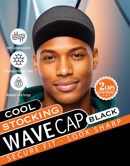 Dreamfix Health & Beauty Cool (Black) Dreamfix Stocking Wave Cap 2pcs