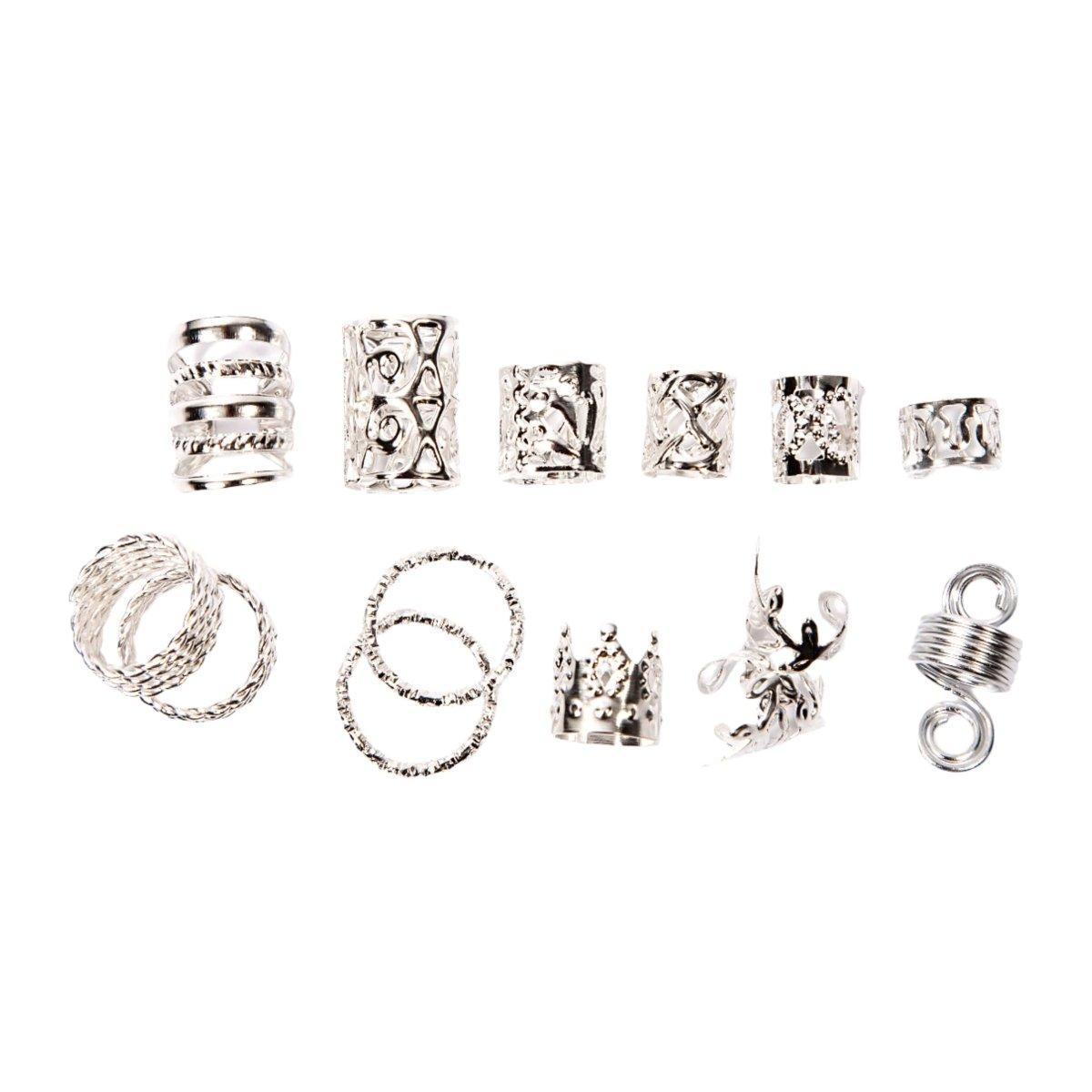 Dreamfix Health & Beauty Dreamfix 290Pcs Hair Rings & Bead Jewelry 11 Style Silver