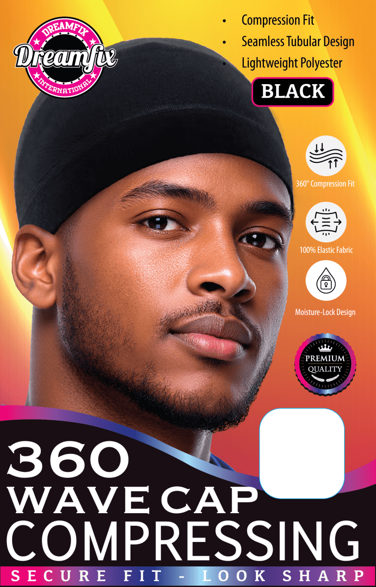 Dreamfix Health & Beauty Dreamfix Compressing 360 Wave Cap Black