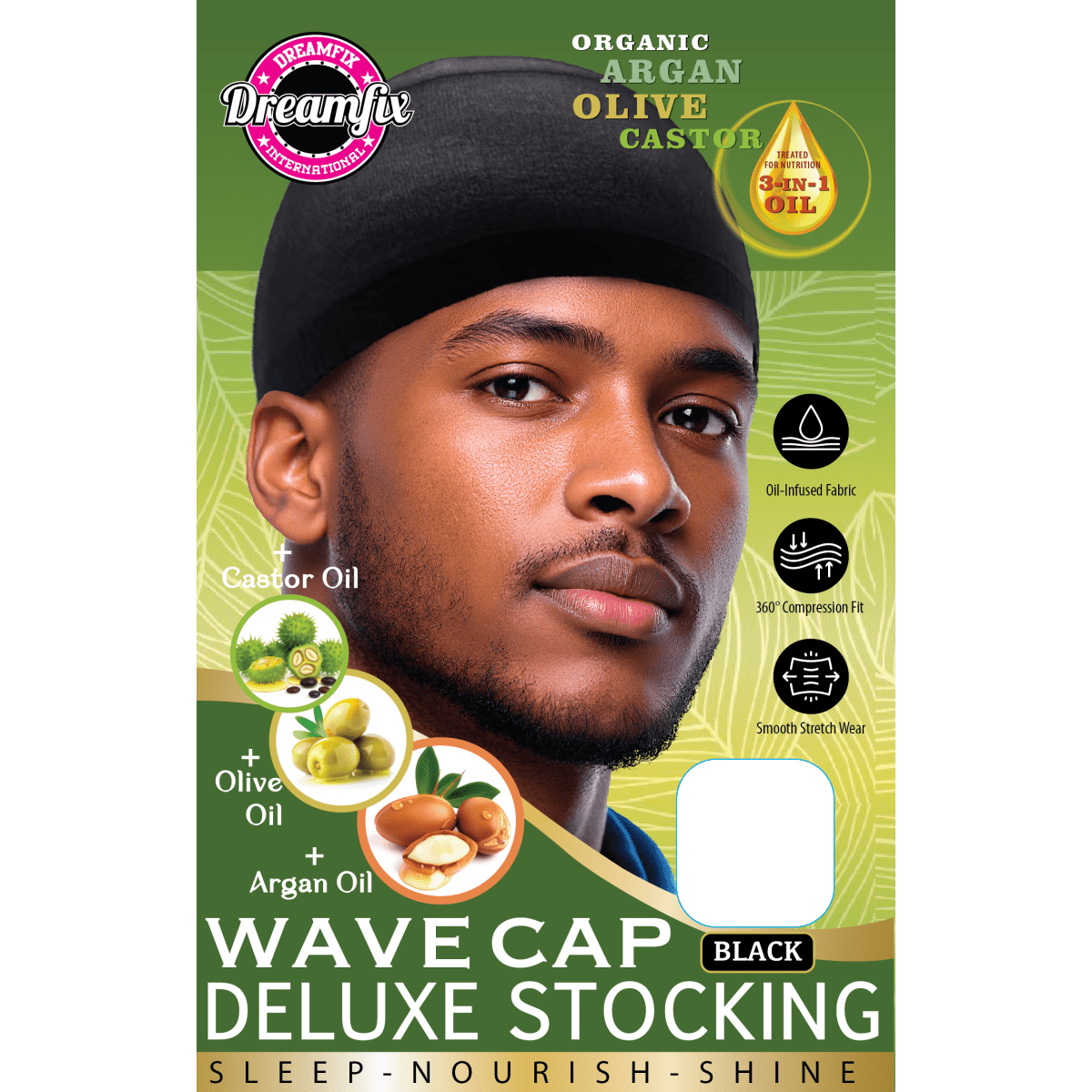 Dreamfix Health & Beauty Dreamfix Deluxe Stocking Wave Cap Black