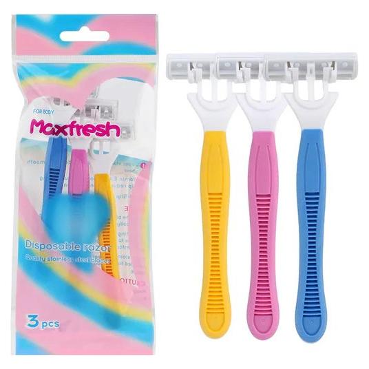 Dreamfix Health & Beauty Dreamfix Maxfresh Disposable Razor 3 blades With Lubricating Strip ABS+Rubber Handle 3Pcs