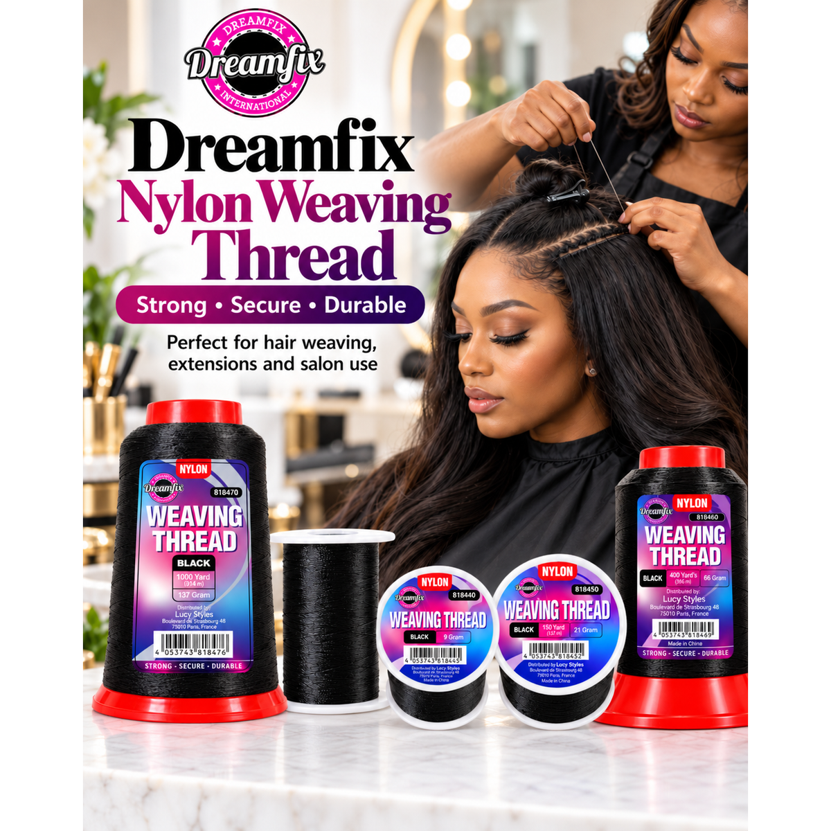 Dreamfix Health & Beauty Dreamfix Nylon Weaving Thread Black