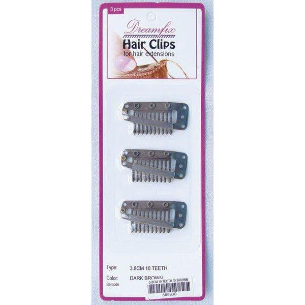 Dreamfix Health & Beauty Hair Clips 3 Pcs 10 Teeth 3.8cm :Dark Brown Hair Clips 3 Pcs 6 Teeth 2.8Cm :Light Brown