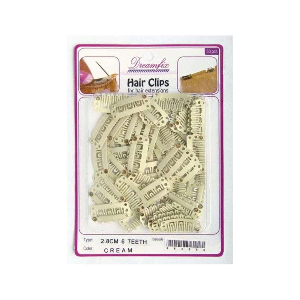 Dreamfix Health & Beauty Hair Clips 50 PCS 6 Teeth 2.8cm: Cream Dreamfix Hair Clips for Extensions