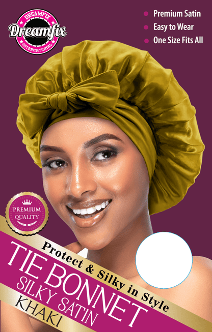 Dreamfix Health & Beauty Khaki Dreamfix Tie Bonnet Satin