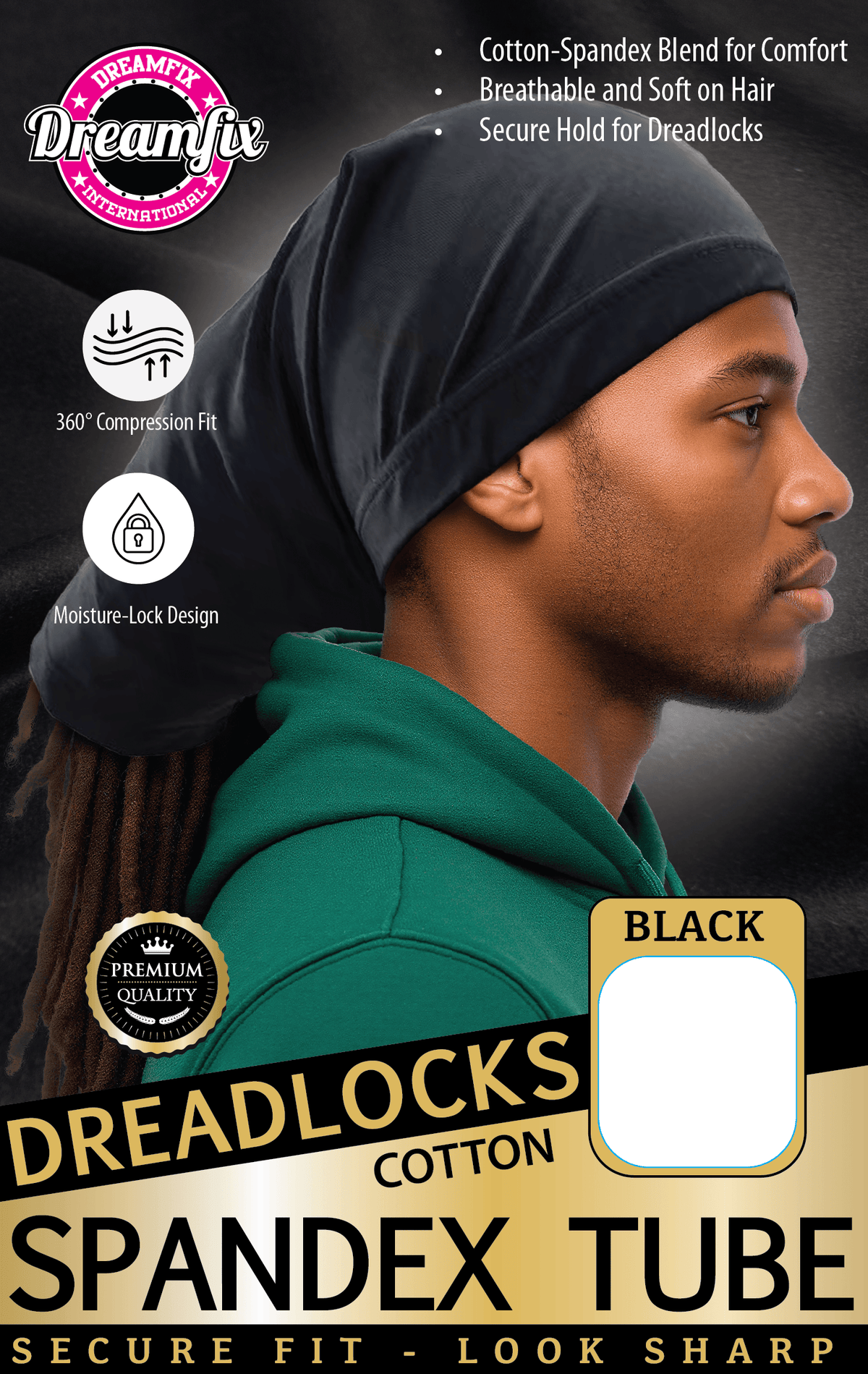 Dreamfix Health & Beauty Large / Black Cotton Tube Dreamfix Spandex Dreadlocks Cap