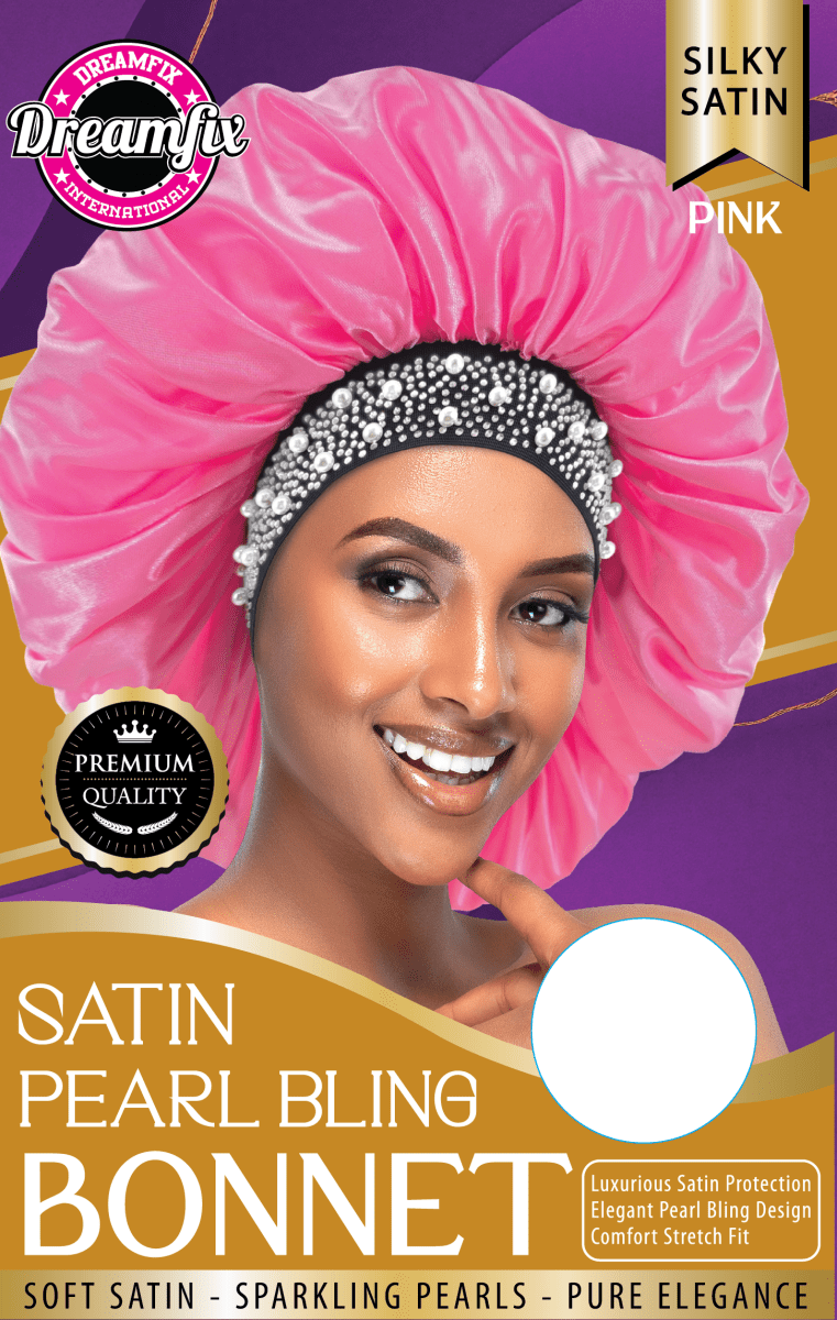 Dreamfix Health & Beauty Pink Dreamfix Satin Pearl Bling Bonnet