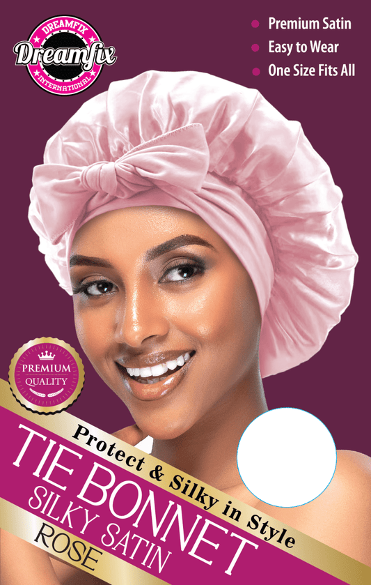 Dreamfix Health & Beauty Rose Dreamfix Tie Bonnet Satin