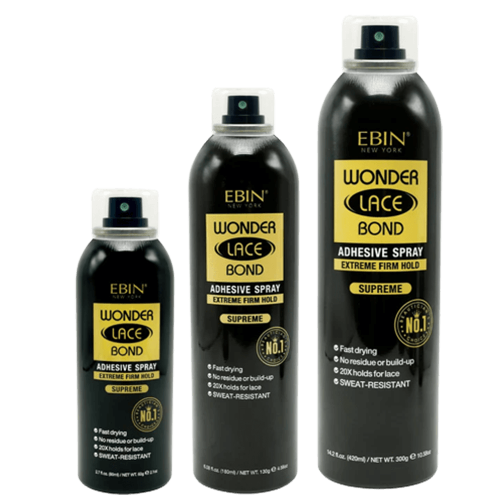 Ebin New York Wonder Lace Bond Adhesive Spray Extreme Firm Hold Supreme 420/180/80 ml | gtworld.be 