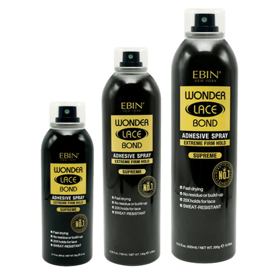 Ebin New York Wonder Lace Bond Adhesive Spray Extreme Firm Hold Supreme 420/180/80 ml | gtworld.be 