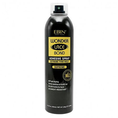 Ebin New York Wonder Lace Bond Adhesive Spray Extreme Firm Hold Supreme 420/180/80 ml | gtworld.be 