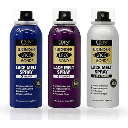 Ebin New York Health & Beauty Ebin New York Wonder Lace Bond Lace Melt Spray Silk Protein/Keratin/Vitamin E 80ml